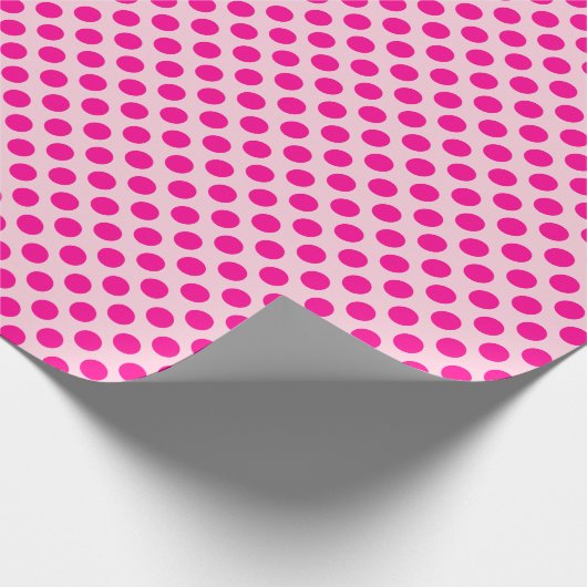 Papier Cadeau Point Polka rose chaud sur papier à enveloppement (Coin)