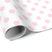 Papier Cadeau Point Polka rose pâle sur un espace blanc moyen (Coin rond)