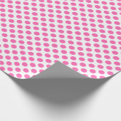 Papier Cadeau Point Polka rose sur papier à envelopper blanc (Coin)