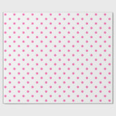 Papier Cadeau Point Polka rose sur papier blanc à enveloppement (Plat)