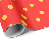 Papier Cadeau Point Polka Rouge Et Jaune (Coin rond)