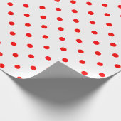 Papier Cadeau Point Polka rouge sur papier blanc à enveloppement (Coin)
