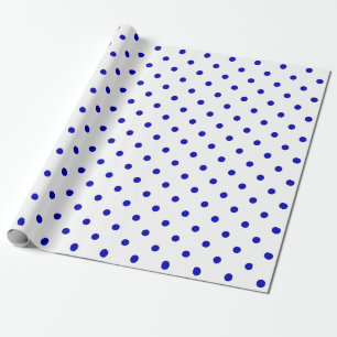 Papier Cadeau Point Polka Royal Blue sur le grand espace blanc