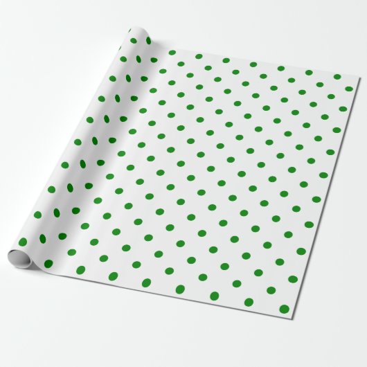 Papier Cadeau Point Polka vert sur le grand espace blanc (Déroulé)