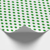 Papier Cadeau Point Polka vert sur l'espace moyen blanc (Coin)