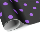 Papier Cadeau Point Polka violet sur le grand espace noir (Coin rond)