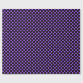Papier Cadeau Point Polka violet sur papier à envelopper noir (Plat)