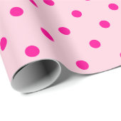 Papier Cadeau Point rose chaud Polka Point sur un grand espace r (Coin rond)