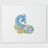 Papier Cadeau Point, Sherpa Blue, Design de sable doré (Plat)