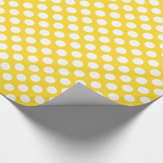 Papier Cadeau Pointe Polka blanche et jaune (Coin)