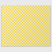 Papier Cadeau Pointe Polka blanche et jaune (Plat)