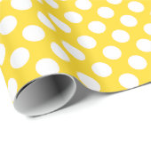 Papier Cadeau Pointe Polka blanche et jaune (Coin rond)
