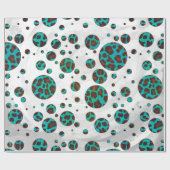 Papier Cadeau Pointe Polka Brown et Turquoise de vache (Plat)
