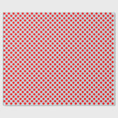 Papier Cadeau Pointe Polka rouge sur papier d'enveloppement bleu (Plat)