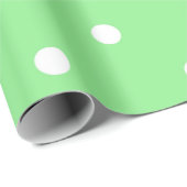 Papier Cadeau Pointe Polka verte et blanche (Coin rond)