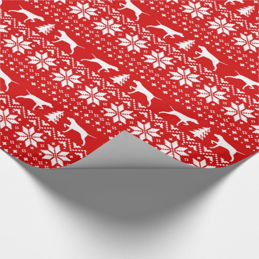 Papier Cadeau Pointer Chien Silhouettes Noël Fête Motif (Coin)