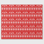 Papier Cadeau Pointer Chien Silhouettes Noël Fête Motif (Plat)