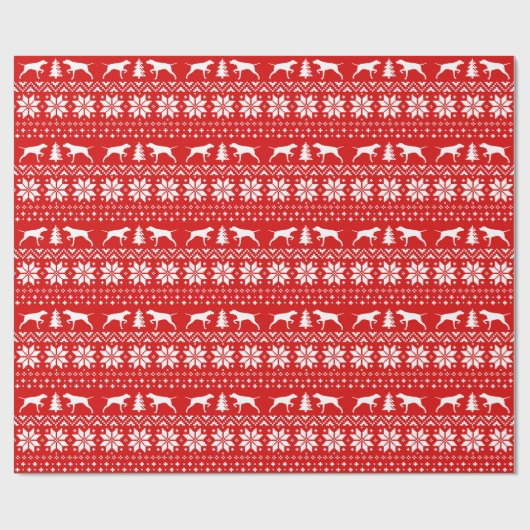 Papier Cadeau Pointer Chien Silhouettes Noël Fête Motif (Plat)