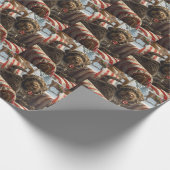 Papier Cadeau Pointeur à poils durs Griffon Chien Festif de Noël (Coin)