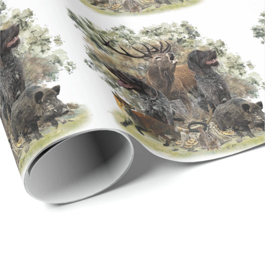 Papier Cadeau Pointeurs à poils durs allemands, La passion de Hu (Coin rond)