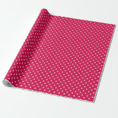 Papier Cadeau Pointillés Classiques Blanc - Rouge Framboise (Déroulé)