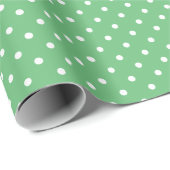 Papier Cadeau Pointillisme Classique Blanc - Vert Été (Coin rond)