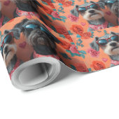 Papier Cadeau Pointing à poils durs Griffon Coeur Saint Valentin (Coin rond)