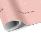Papier Cadeau Points abstraits bleu orange ajouter nom texte t t (Coin rond)