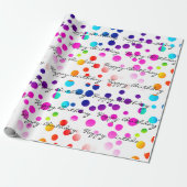 Papier Cadeau Points Arc-En-Ciel Anniversaire Sur Blanc (Déroulé)