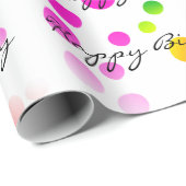 Papier Cadeau Points Arc-En-Ciel Anniversaire Sur Blanc (Coin rond)