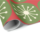 Papier Cadeau Points Atomique Mi-Siècle Moderne Rétro Noël (Coin rond)