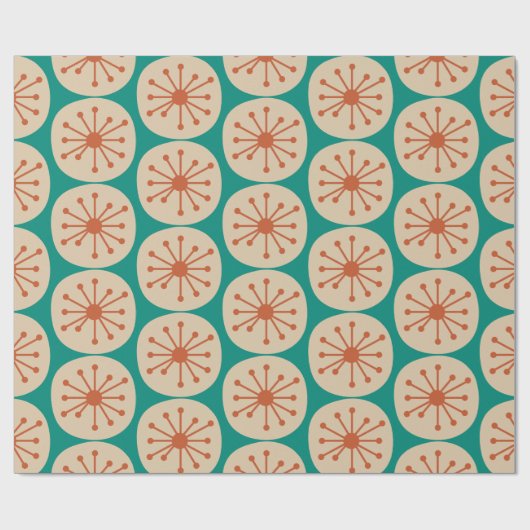 Papier Cadeau Points Atomique Retro Mid Motif Orange Turquoise (Plat)