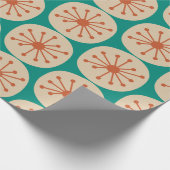 Papier Cadeau Points Atomique Retro Mid Motif Orange Turquoise (Coin)