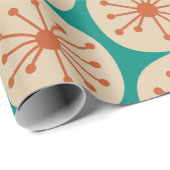 Papier Cadeau Points Atomique Retro Mid Motif Orange Turquoise (Coin rond)