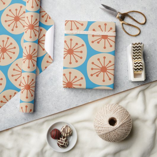 Papier Cadeau Points atomiques Rétro Motif moderne du milieu du  (Artisanat)