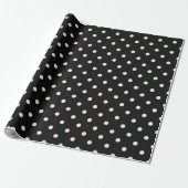 Papier Cadeau Points blancs antiques sur noir (Déroulé)