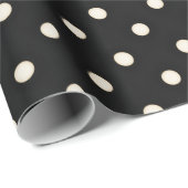 Papier Cadeau Points blancs antiques sur noir (Coin rond)