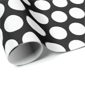 Papier Cadeau Points blancs classiques motif continu EN NOIR (Coin rond)