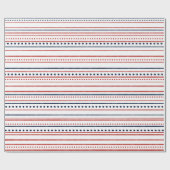 Papier Cadeau Points blancs et bleus rouges et rayures peintes (Plat)