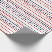 Papier Cadeau Points blancs et bleus rouges et rayures peintes (Coin)