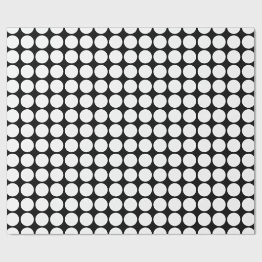 Papier Cadeau Points blancs minimaux sur fond noir uni (Plat)