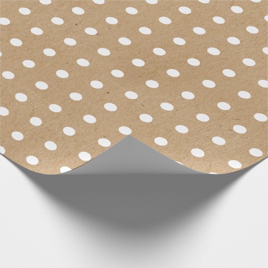 Papier Cadeau Points blancs simples sur Faux Rustic Brown Kraft (Coin)