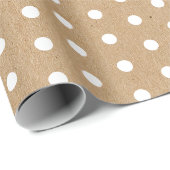 Papier Cadeau Points Blancs Simples Sur Kraft Brun Rustique Faux (Coin rond)