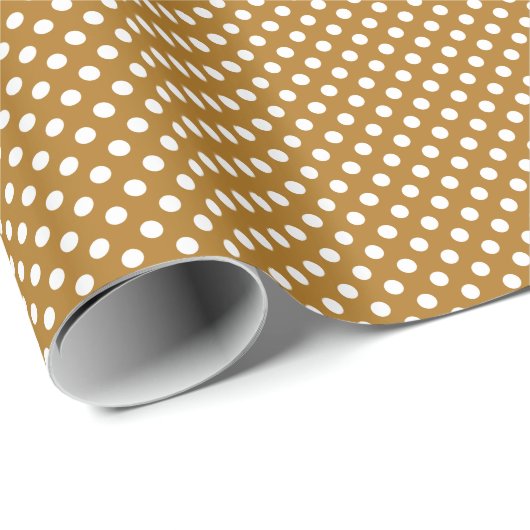 Papier Cadeau Points blancs sur fond or mat (Coin rond)