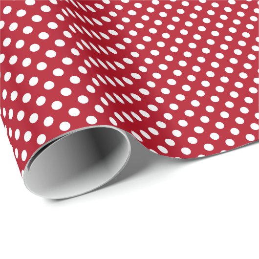 Papier Cadeau Points blancs sur fond rouge (Coin rond)