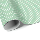 Papier Cadeau Points blancs sur fond vert sauge (Coin rond)