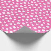 Papier Cadeau Points blancs sur papier à enveloppement rose (Coin)