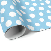 Papier Cadeau Points blancs sur papier d'enveloppement bleu clai (Coin rond)