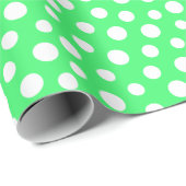 Papier Cadeau Points blancs sur papier d'enveloppement vert clai (Coin rond)