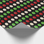 Papier Cadeau Points blancs verts rouges (Coin)